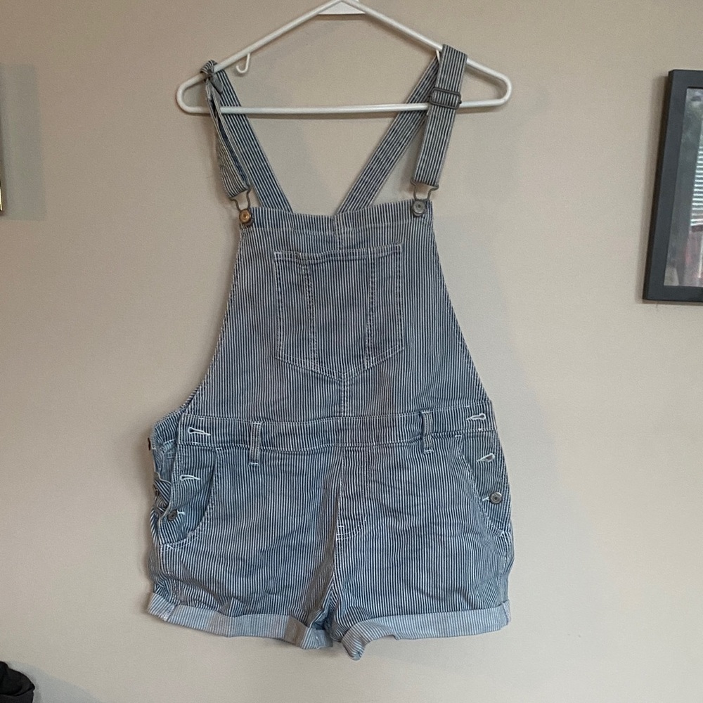 Old Navy Blue and White Striped Overalls